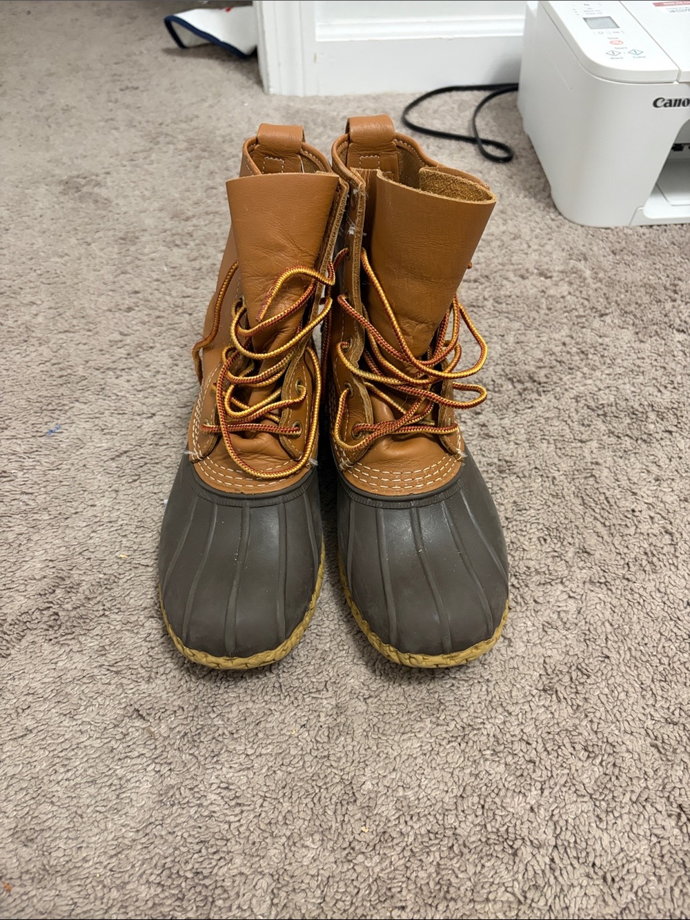L.L. Bean Two-Tone Tan and Dark Gray Bean Boots